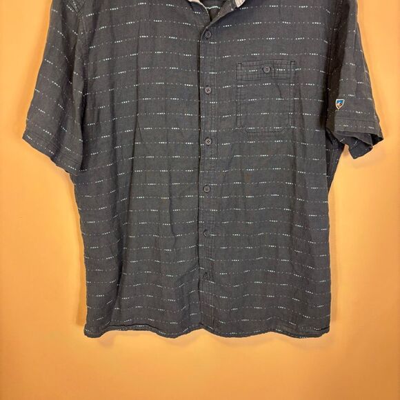 Kuhl Blue Striped Linen & Cotton Blend Collared Button Down Shirt Men's XL - Picture 4 of 7